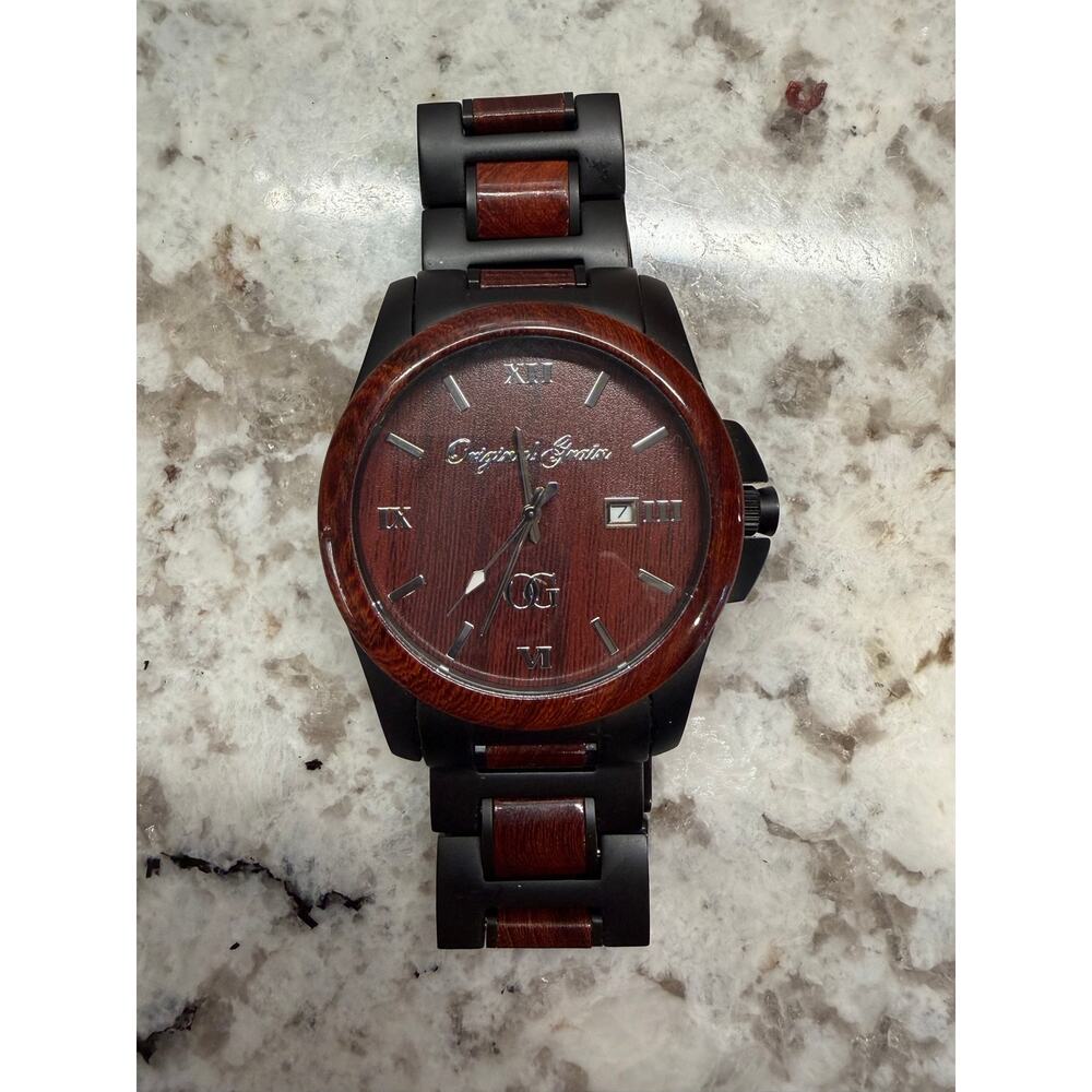 Original Grain Black Wood Dial & Band Watch New Battery Preowned